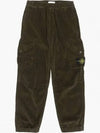 Corduroy Cotton Cargo Straight Pants Olive - STONE ISLAND - BALAAN 2