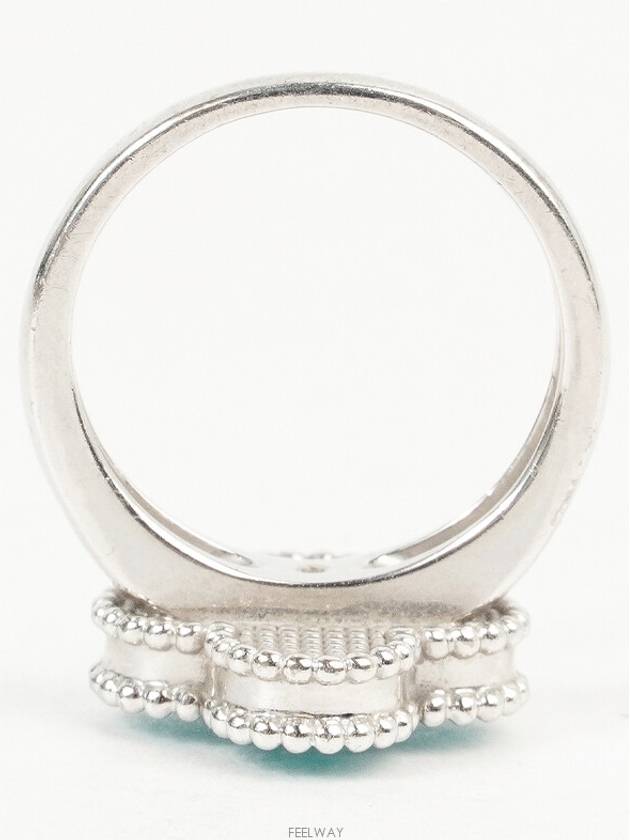 Van Cleef Arpels Vintage Alhambra Ring White Gold Turquoise Diamond 52 74195 - VANCLEEFARPELS - BALAAN 4