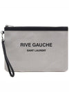 Rive Gauche Strap Canvas Clutch Bag White - SAINT LAURENT - BALAAN 2