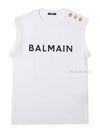 Women's Logo Print Shoulder Button Sleeveless White - BALMAIN - BALAAN 2