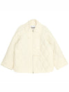 Pointed Collar Diamond Quilted Zip-Up Jacket White - GANNI - BALAAN 2