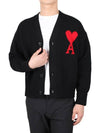 Big Heart Logo Wool Cardigan Black - AMI - BALAAN 2