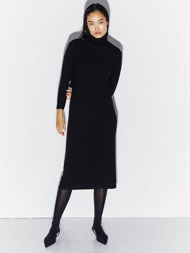 CROP TURTLENECK SWEATER V NECK DRESS SET BLACK - KIMDOH - BALAAN 1