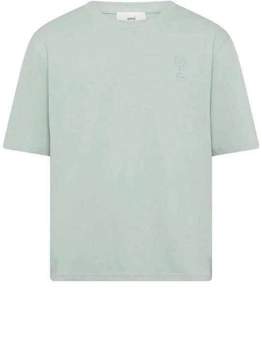 Heart Logo Cotton Jersey Short Sleeve T-Shirt Green - AMI - BALAAN 2
