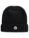 Kids Logo Patch Wool Beanie Black 3B00026 M1172 999 - MONCLER - BALAAN 2