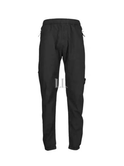 Logo Patch Tapered Cotton Track Pants Black - STONE ISLAND - BALAAN 2