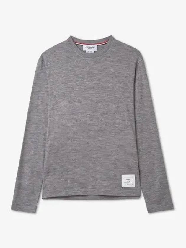 Wool Jersey 4-Bar Long Sleeve T-Shirt Light Grey - THOM BROWNE - BALAAN 2