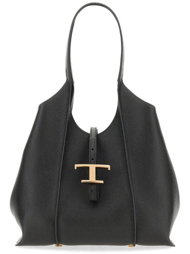 Logo T Timeless Leather Tote Bag Black - TOD'S - BALAAN 3