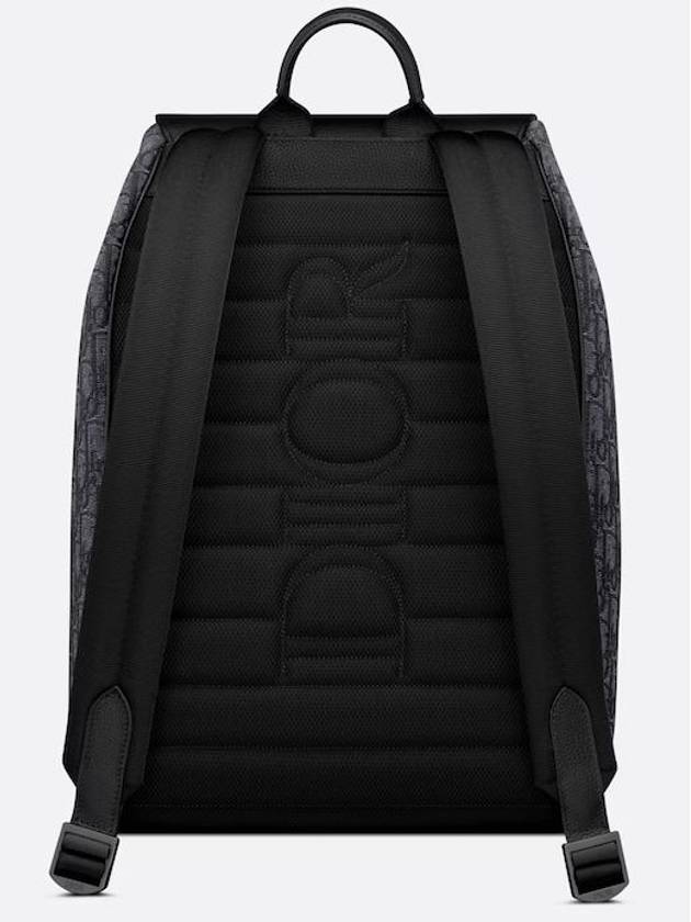 Saddle Oblique Jacquard Grained Calfskin Backpack Black - DIOR - BALAAN 7