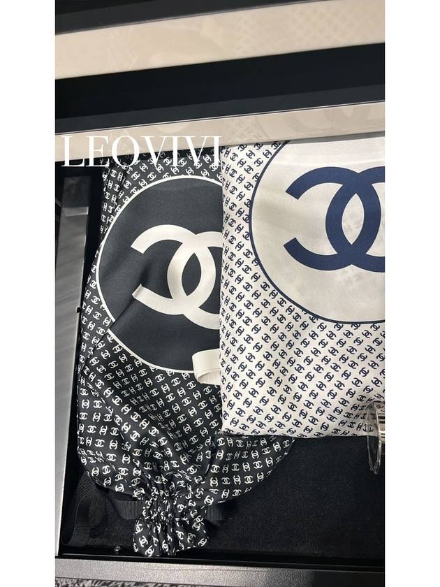 Cambon Package CC Logo Travel Kit Travel Kit Silk Pouch Eyepatch Cashmere Shawl Muffler Black White AA9055 - CHANEL - BALAAN 8