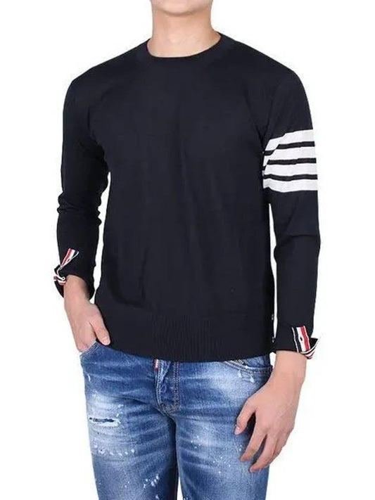 4 Bar Armband Classic Merino Wool Knit Top Navy - THOM BROWNE - BALAAN 2