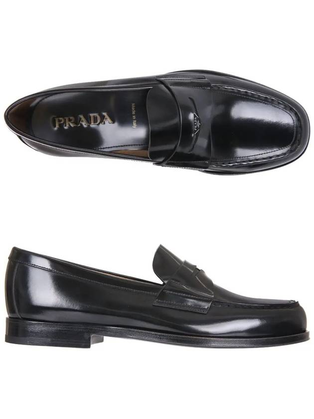 Brushed Leather Loafers Black - PRADA - BALAAN 3