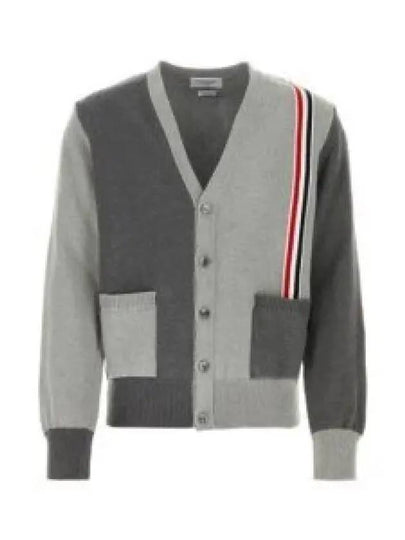 Fun Mix V-neck Cotton Cardigan Grey - THOM BROWNE - BALAAN 2