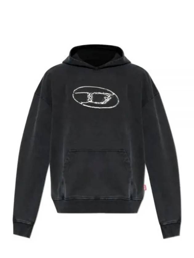 S-Boxt Logo Print Cotton Hoodie Black - DIESEL - BALAAN 2