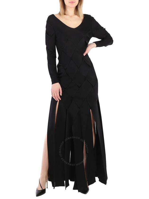 Burberry Ladies Black Anatori Long-sleeve Panelled Knit Gown, Size X-Small - BURBERRY - BALAAN 1