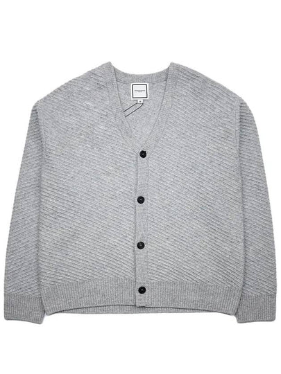 Men's Back Metal Square Texture V-neck Button Cardigan Gray W233KN12510G - WOOYOUNGMI - BALAAN 2