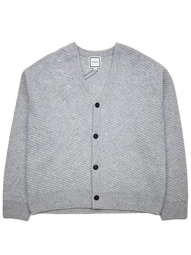 Men's Back Metal Square Texture V-neck Button Cardigan Gray W233KN12510G - WOOYOUNGMI - BALAAN 1