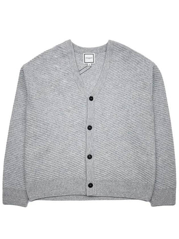 Men's Back Metal Square Texture V-neck Button Cardigan Gray W233KN12510G - WOOYOUNGMI - BALAAN 1