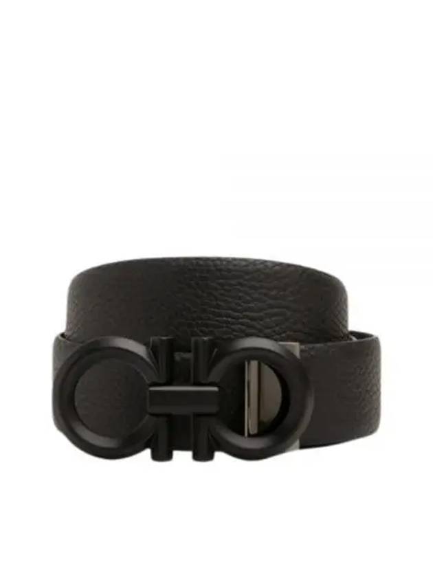 Gancini Buckle Reversible Leather Belt Black - SALVATORE FERRAGAMO - BALAAN 2