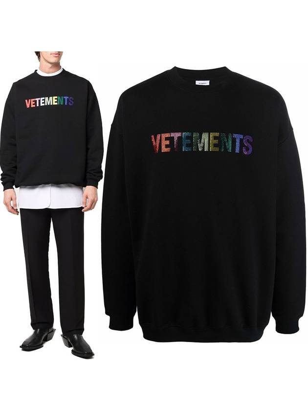 Crystal Logo Crew Neck Sweatshirt Black - VETEMENTS - BALAAN 2