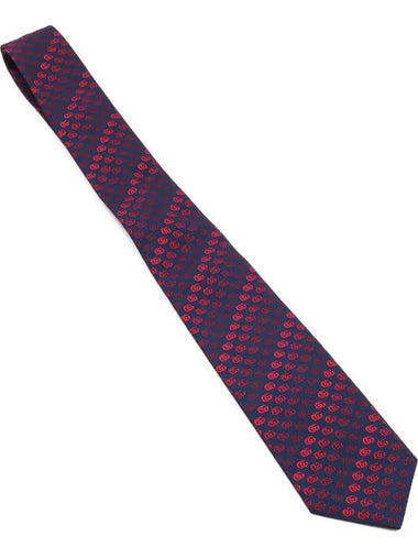 GG Logo Pattern Tie Red Navy - GUCCI - BALAAN 1