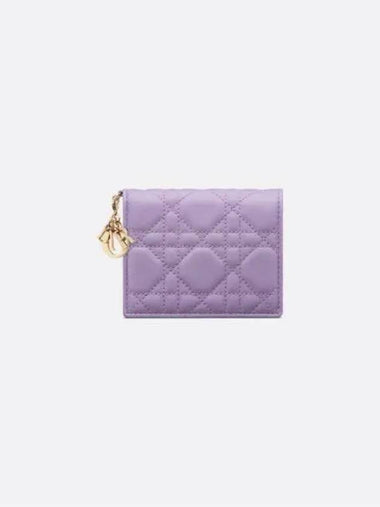 Lady Cannage Small Lambskin Half Wallet Purple - DIOR - BALAAN 1