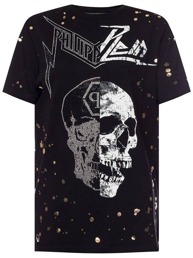 Skull Round Neck Short Sleeve T-Shirt Black - PHILIPP PLEIN - BALAAN 1