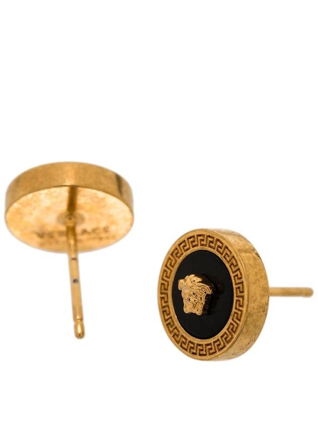 Enamel Medusa Stud Earrings Black Gold - VERSACE - BALAAN 4