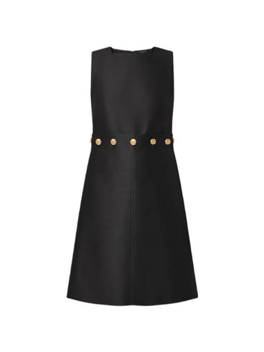 Button Waist Mikado Midi Dress Black - LOUIS VUITTON - BALAAN 1