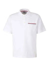 RWB Pocket Interlock Cotton Short Sleeve Polo Shirt White - THOM BROWNE - BALAAN 3