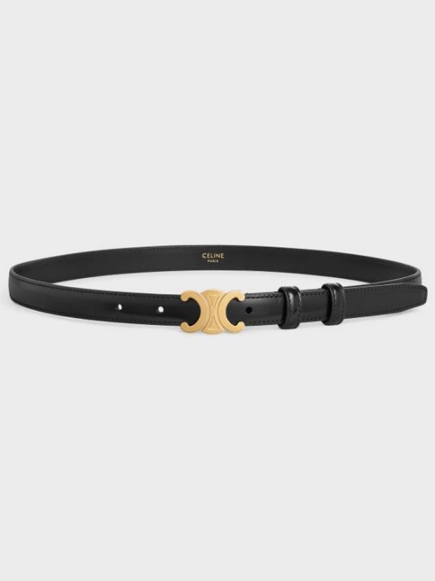 Triomphe Small Taurillon Leather Belt Black - CELINE - BALAAN 4