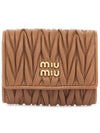 Matelasse Logo Nappa Leather Half Wallet Caramel - MIU MIU - BALAAN 2