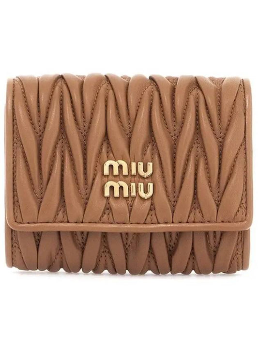 Matelasse Logo Nappa Leather Half Wallet Alabaster Pink - MIU MIU - BALAAN 2