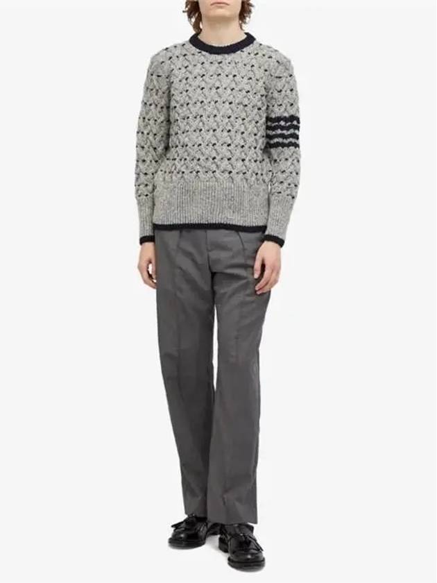 4 Bar Cable Knit Top Grey - THOM BROWNE - BALAAN 5