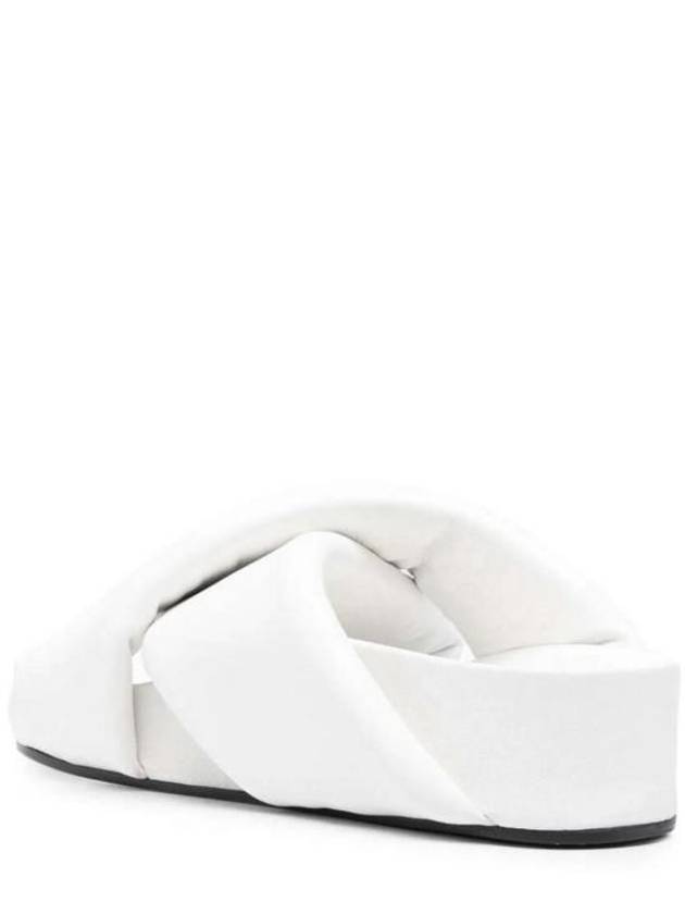 Women's Padded Slides Leather Slippers White - JIL SANDER - BALAAN 4