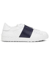 Men's Hidden Open Low Top Sneakers Navy White - VALENTINO - BALAAN 1