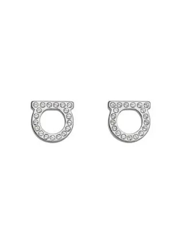 Gancini Crystal Small Earrings Silver - SALVATORE FERRAGAMO - BALAAN 2