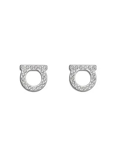 Gancini Crystal Small Earrings Silver - SALVATORE FERRAGAMO - BALAAN 2