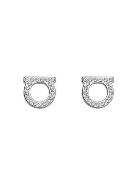 Gancini Crystal Small Earrings Silver - SALVATORE FERRAGAMO - BALAAN 2