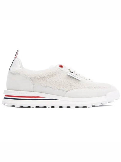 Tech Runner Shearling Suede Low Top Sneakers White - THOM BROWNE - BALAAN 2