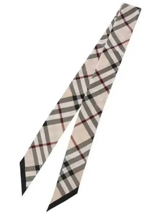 Skinny Check Silk Scarf Beige - BURBERRY - BALAAN 2