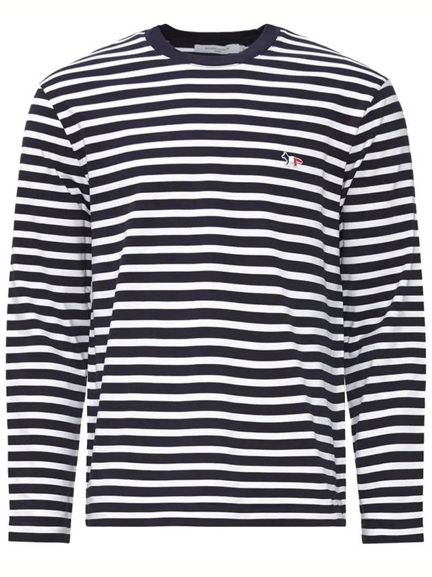 Fox Logo Stripe Long Sleeve T-Shirt Navy - MAISON KITSUNE - BALAAN 2