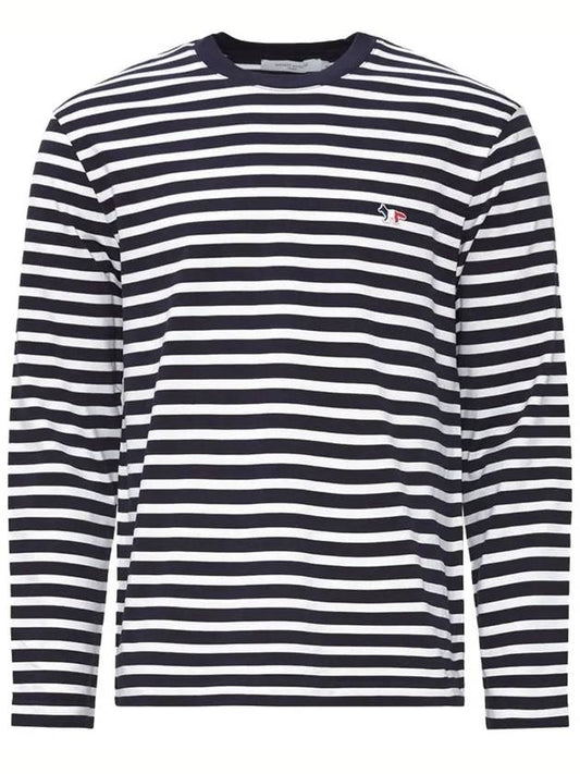 Fox Logo Stripe Long Sleeve T-Shirt Navy - MAISON KITSUNE - BALAAN 2