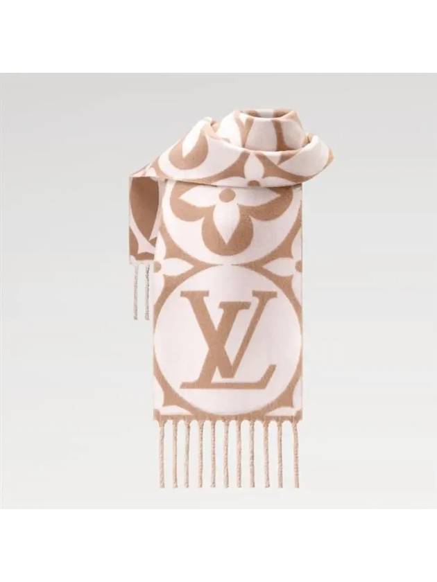 LV Medallion Monogram Wool Scarf Rose Beige - LOUIS VUITTON - BALAAN 4