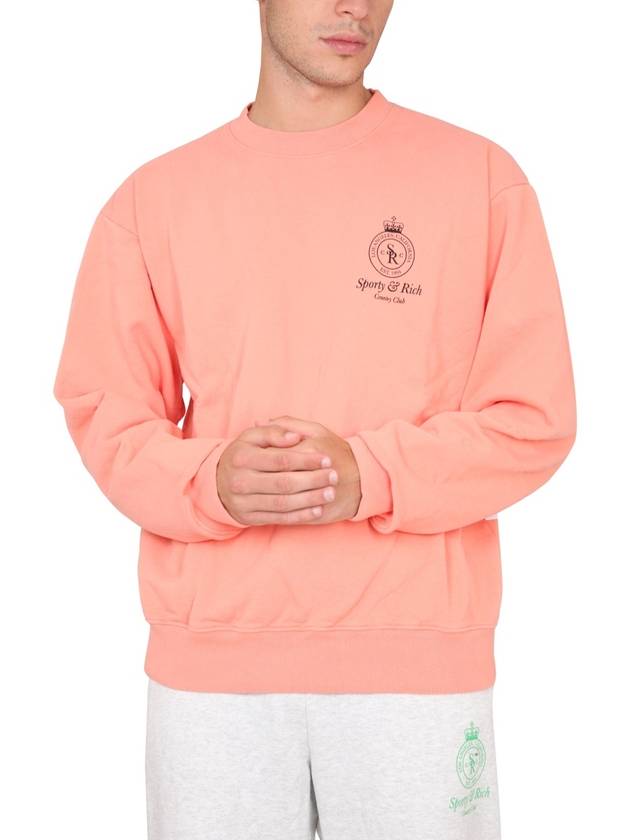 Crown Crew Neck Sweatshirt Grapefruit - SPORTY & RICH - BALAAN 9