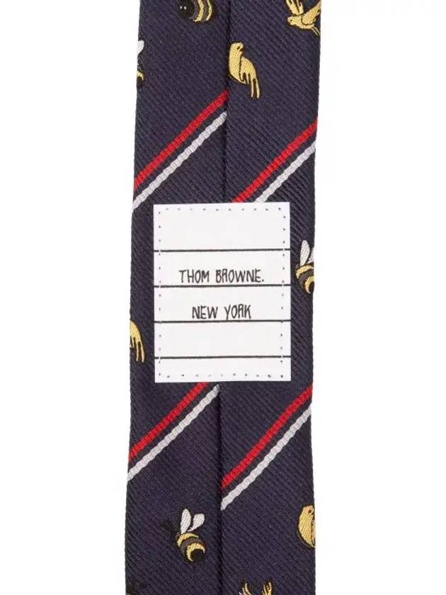 Men's Diagonal Bird Bee Jacquard Tie Navy - THOM BROWNE - BALAAN 5