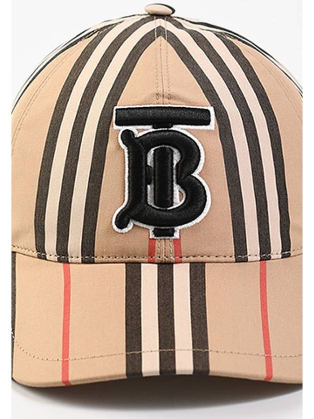 TB Monogram Stripe Cotton Ball Cap Beige - BURBERRY - BALAAN 3