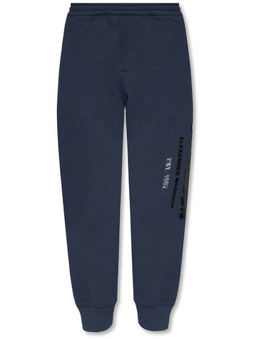 Logo Jogger Pants Navy - ALEXANDER MCQUEEN - BALAAN.