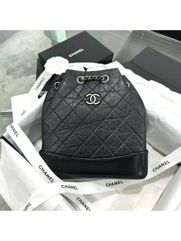 Aged Calfskin Small Gabrielle Backpack Black - CHANEL - BALAAN 2