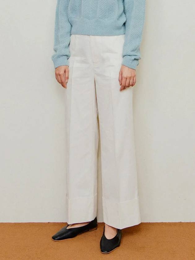 Aude Turn Up Cuff Straight Pants Ivory - LESEIZIEME - BALAAN 3